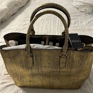 Ralph Lauren Holiday Gold Two Handled Tote or Satchel with Crossbody Strap  NWT